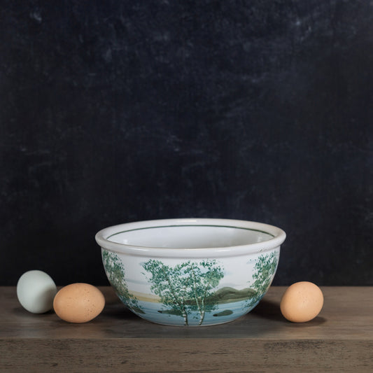 Handmade Pottery 8 Inch Mixing Bowl in Birch Point pattern made by Georgetown Pottery in Maine