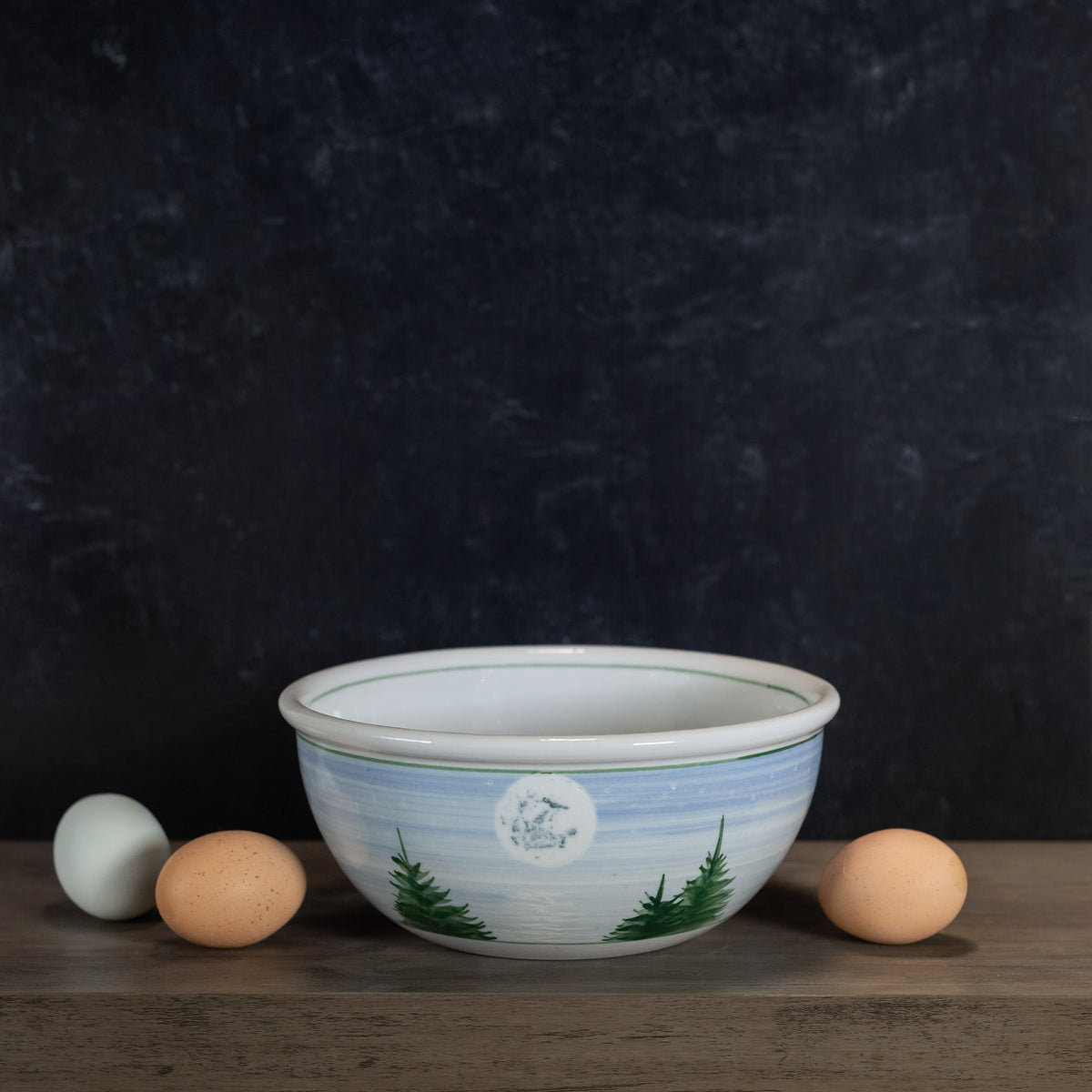 Handmade Pottery 8 Inch Mixing Bowl in Moon pattern made by Georgetown Pottery in Maine