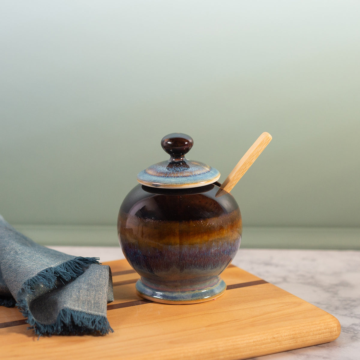 Handmade ceramic Sugar Jar in Purple Hamada made by Georgetown Pottery in Maine