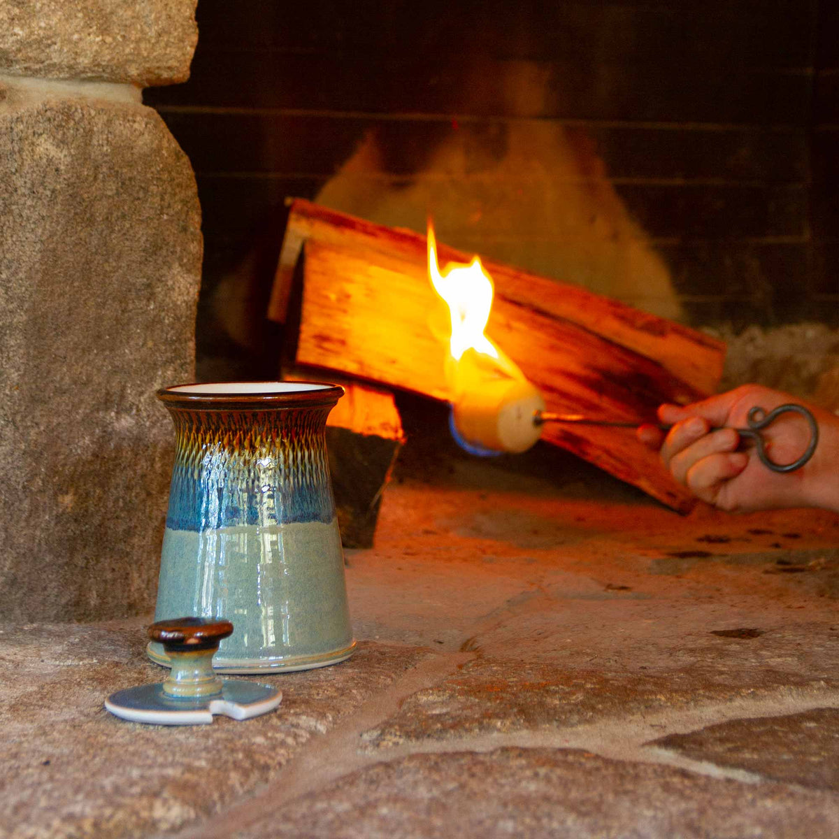 Handmade ceramic Firelighter in Purple Hamada made by Georgetown Pottery in Maine