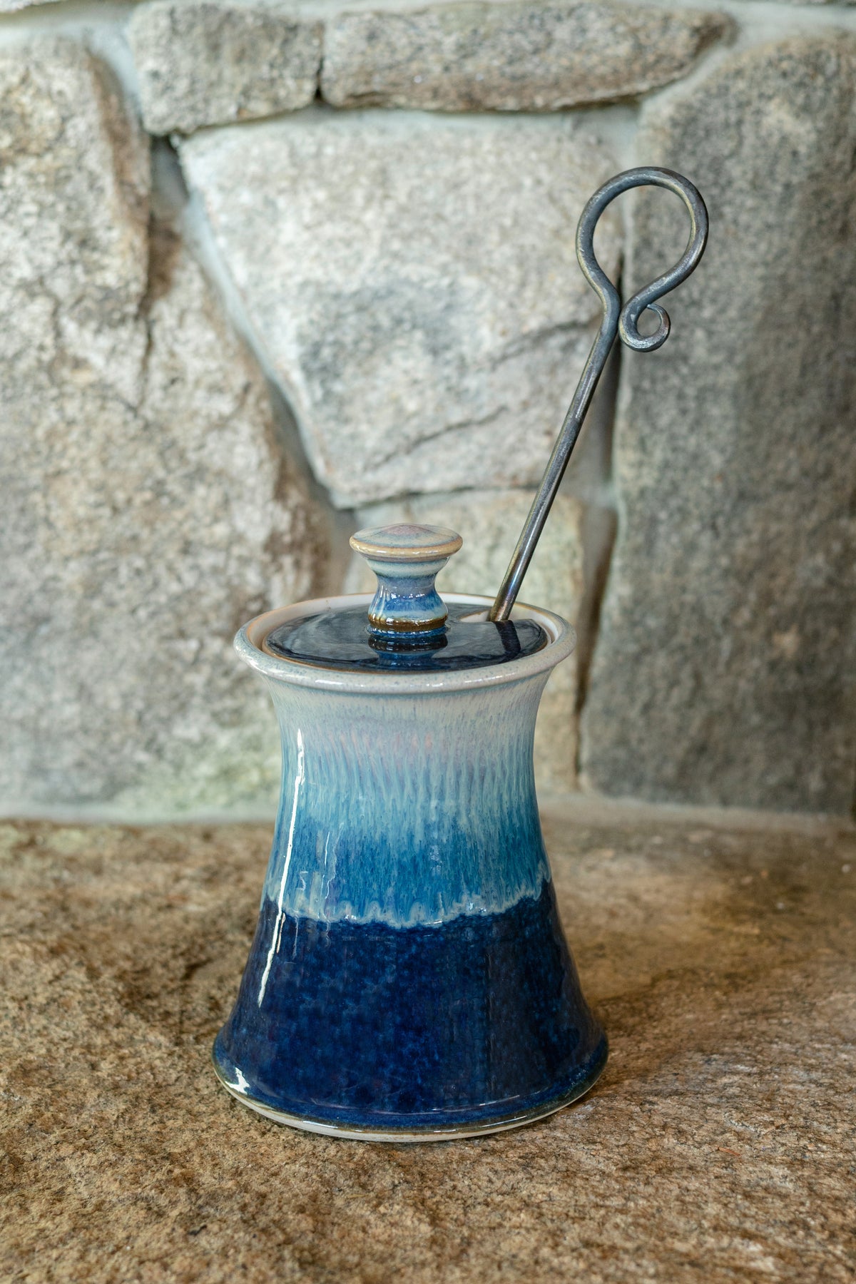 Handmade ceramic Firelighter in Cobalt made by Georgetown Pottery in Maine