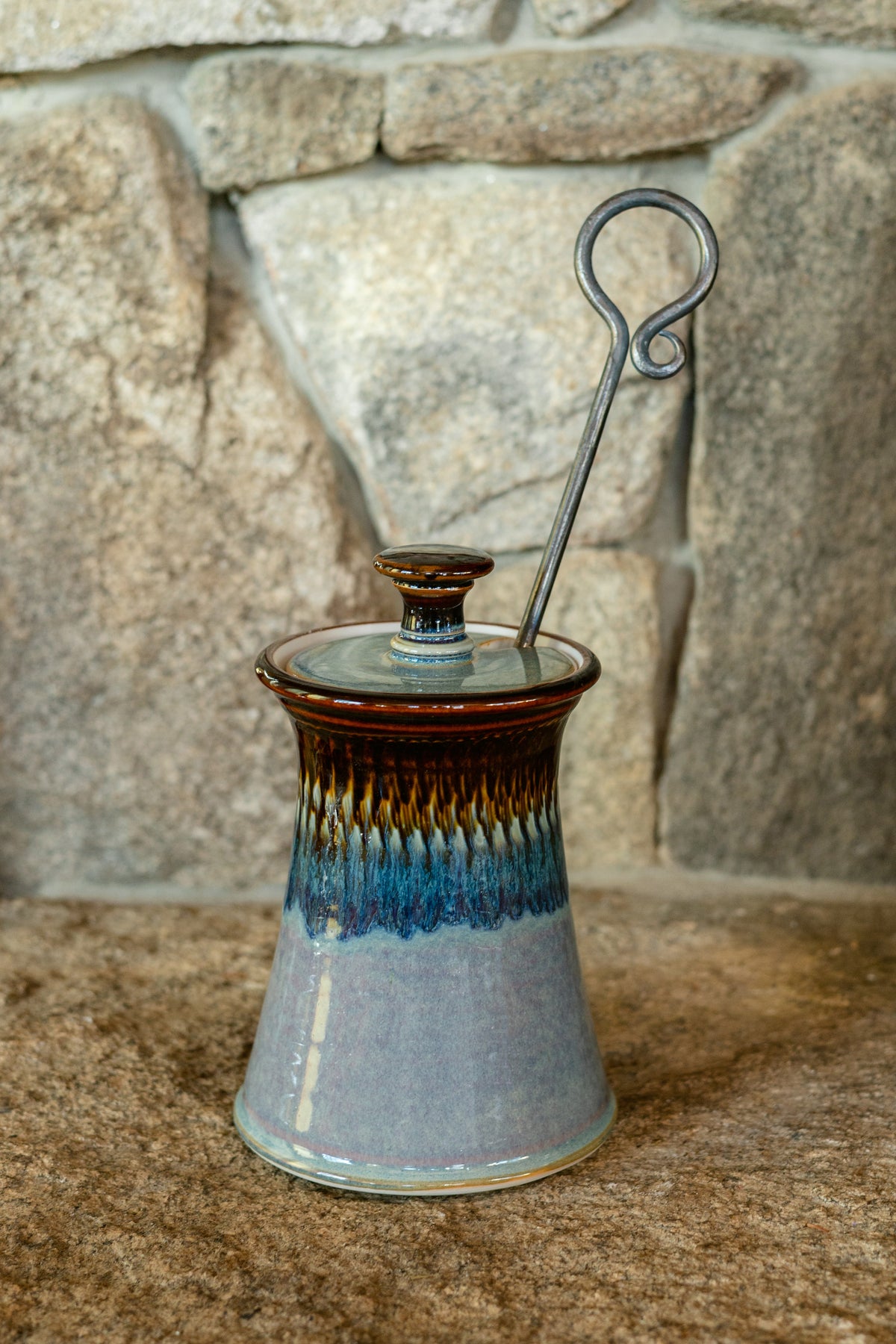 Handmade ceramic Firelighter in Purple Hamada made by Georgetown Pottery in Maine