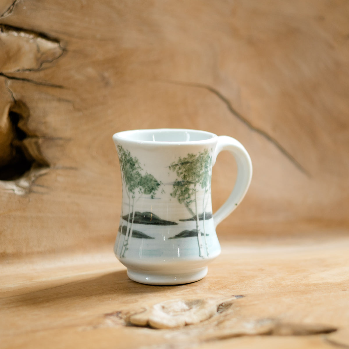 Pedestal Mug in Birch Point pattern made by Georgetown Pottery in Maine 