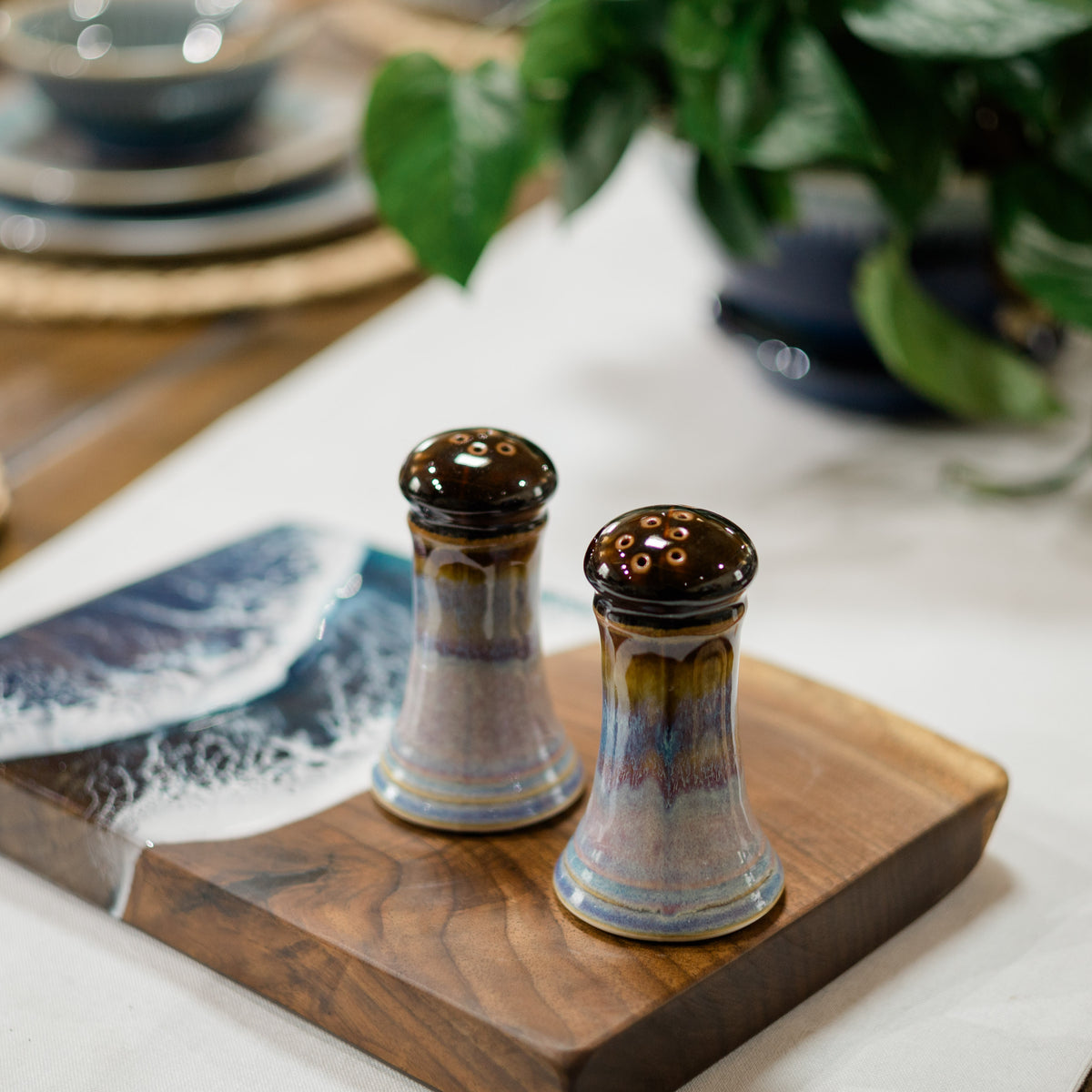 Handmade ceramic Salt & Pepper set  made by Georgetown Pottery in Maine