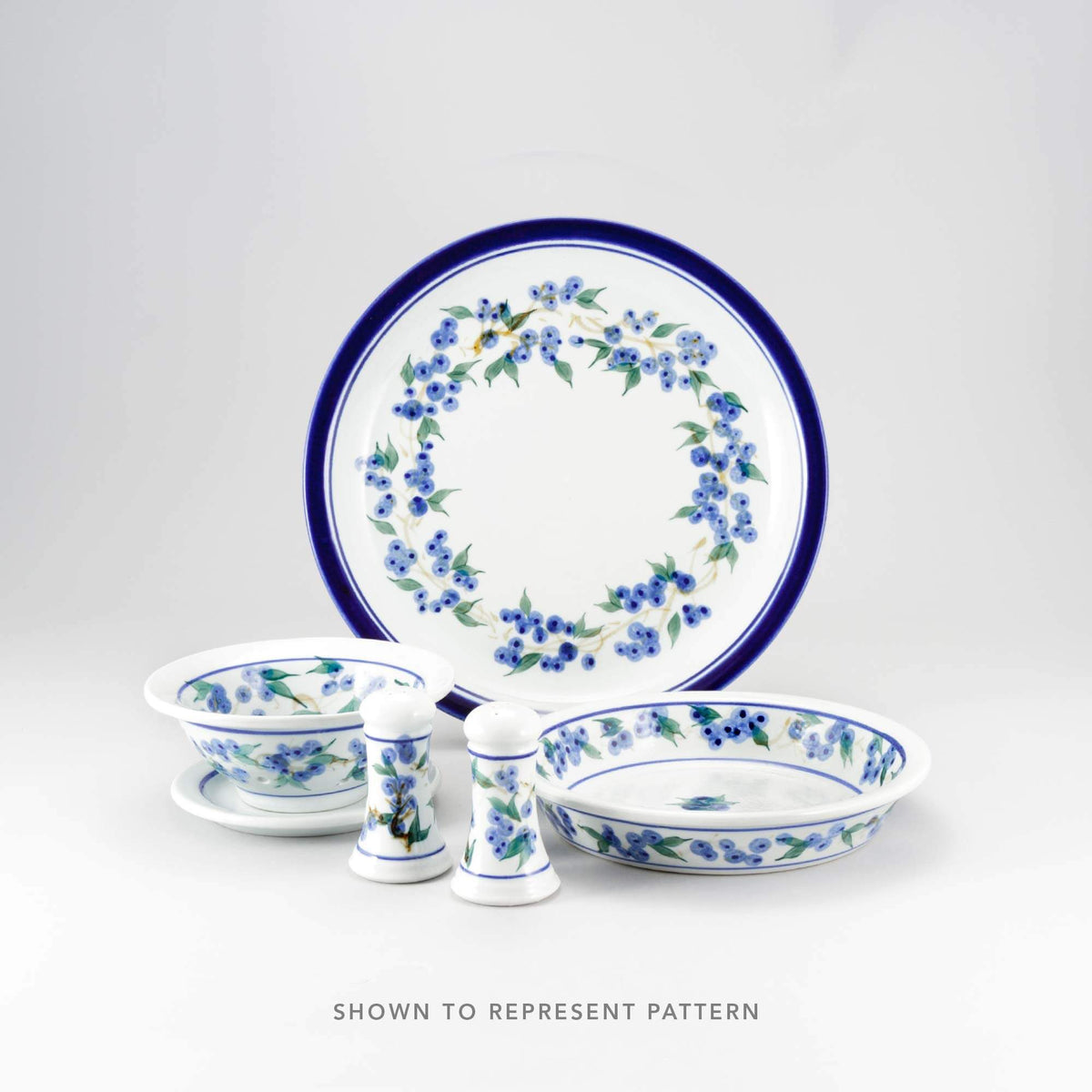 Handmade Pottery Tapas Plate in Blueberry pattern made by Georgetown Pottery in Maine