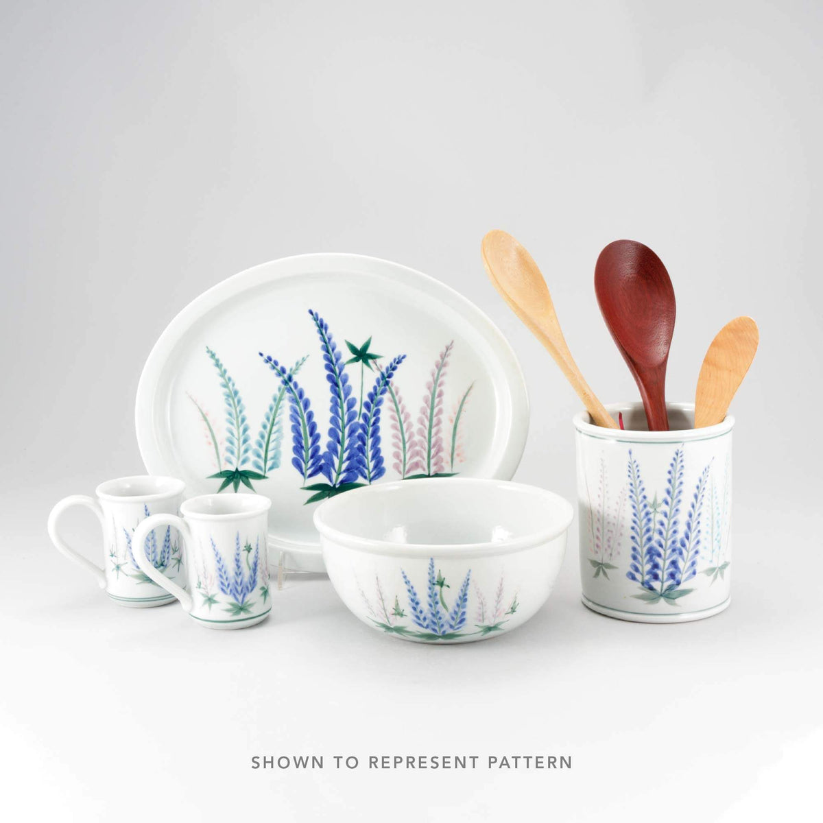 Handmade Pottery Tapas Plate in Lupine pattern made by Georgetown Pottery in Maine
